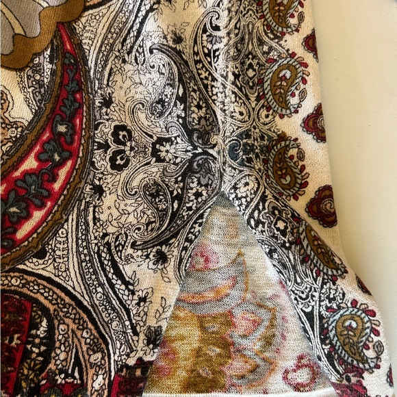 Chico’s Paisley Off White Cotton Acrylic Open MIDI Cardigan size 2 - Picture 8 of 10